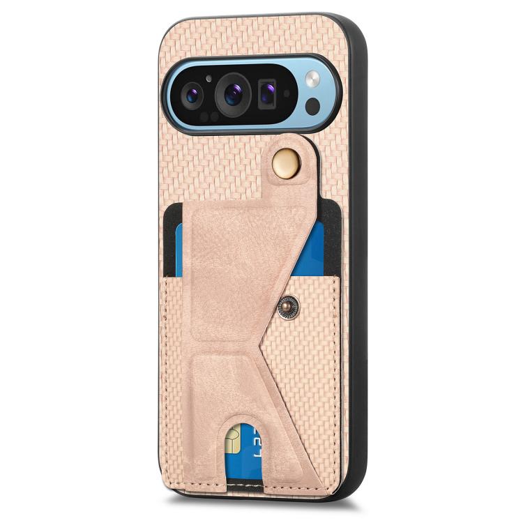 For Google Pixel 10 Pro XL Carbon Fiber Wallet Flip Card K-shaped Holder Phone Case