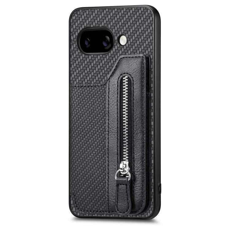For Google Pixel 9a Carbon Fiber Horizontal Flip Zipper Wallet Phone Case