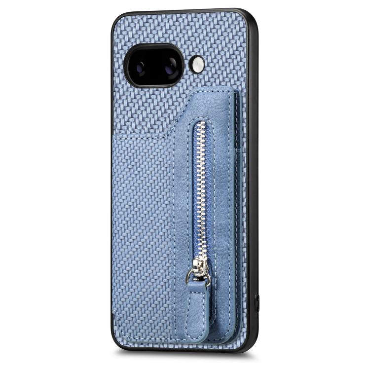 For Google Pixel 9a Carbon Fiber Horizontal Flip Zipper Wallet Phone Case