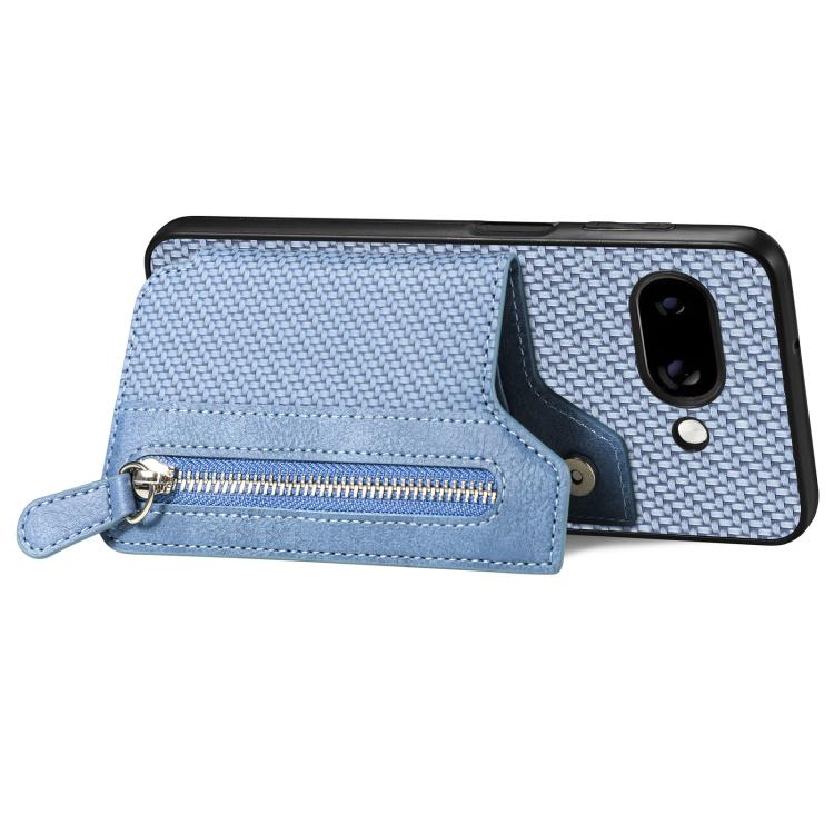 For Google Pixel 9a Carbon Fiber Horizontal Flip Zipper Wallet Phone Case