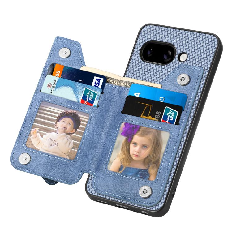 For Google Pixel 9a Carbon Fiber Horizontal Flip Zipper Wallet Phone Case