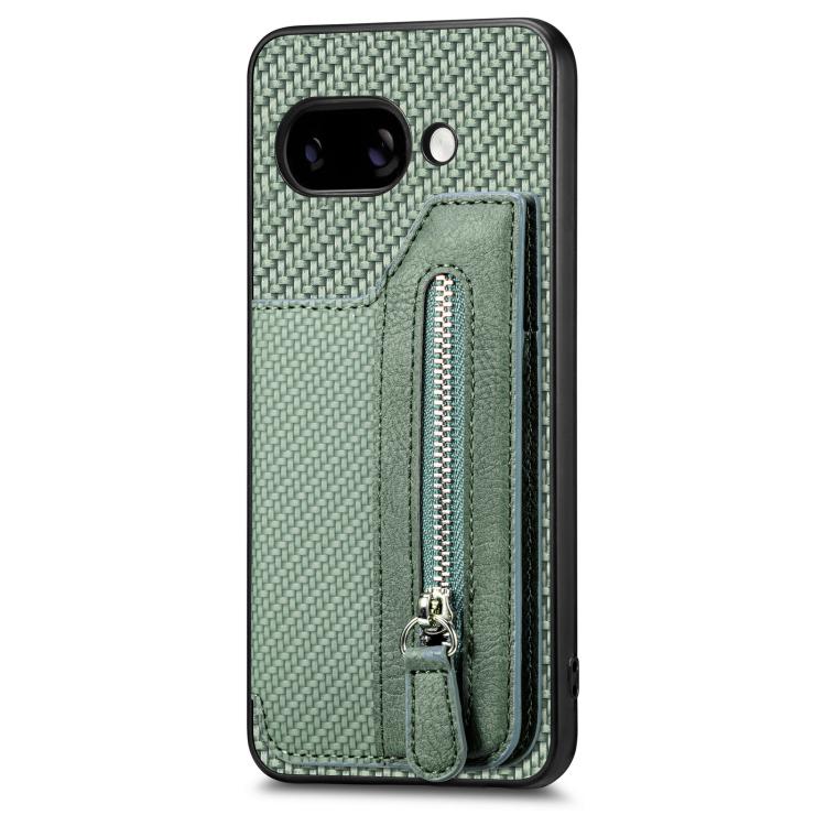 For Google Pixel 9a Carbon Fiber Horizontal Flip Zipper Wallet Phone Case