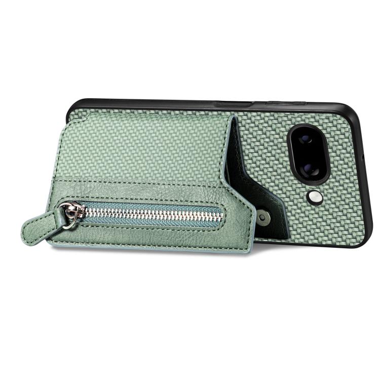 For Google Pixel 9a Carbon Fiber Horizontal Flip Zipper Wallet Phone Case