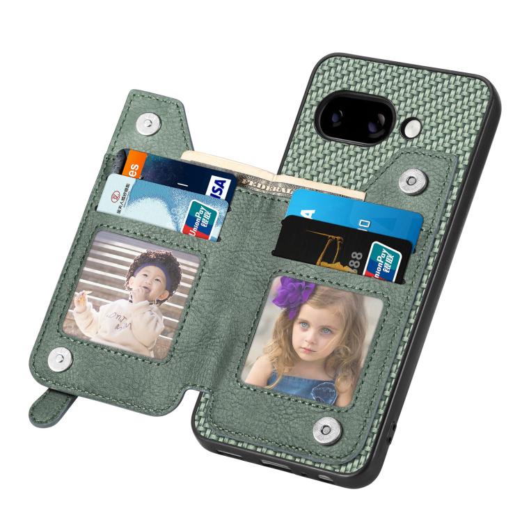 For Google Pixel 9a Carbon Fiber Horizontal Flip Zipper Wallet Phone Case