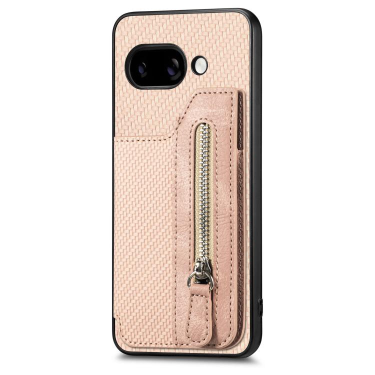 For Google Pixel 9a Carbon Fiber Horizontal Flip Zipper Wallet Phone Case