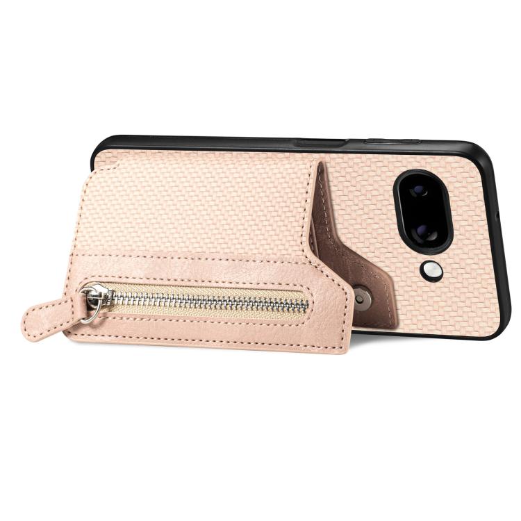 For Google Pixel 9a Carbon Fiber Horizontal Flip Zipper Wallet Phone Case