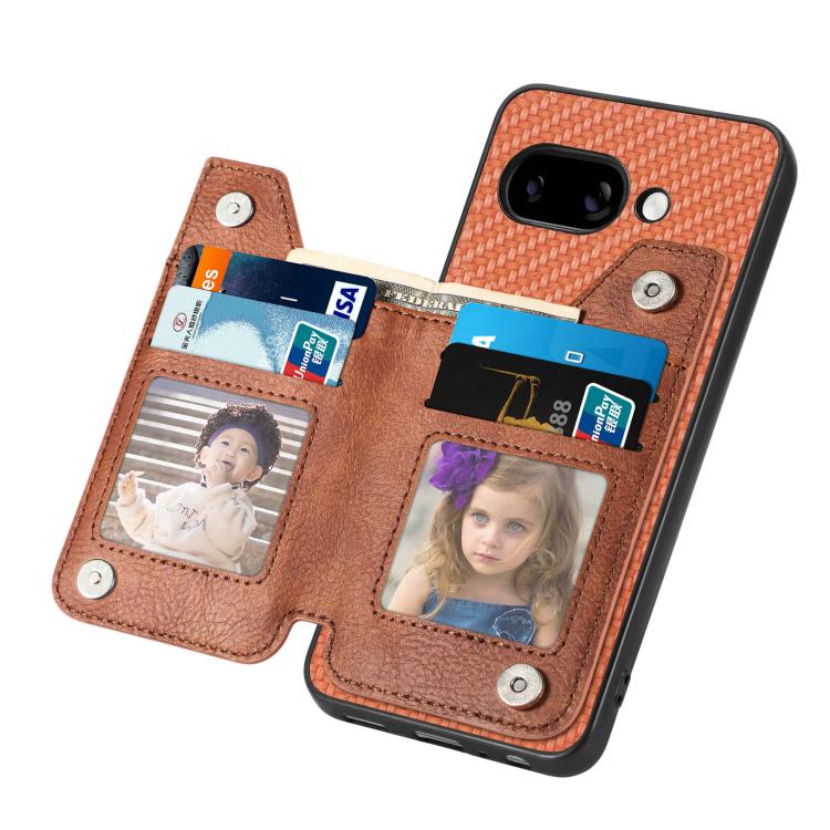 For Google Pixel 9a Carbon Fiber Horizontal Flip Zipper Wallet Phone Case