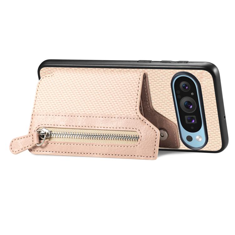 For Google Pixel 10 / 10 Pro Carbon Fiber Horizontal Flip Zipper Wallet Phone Case