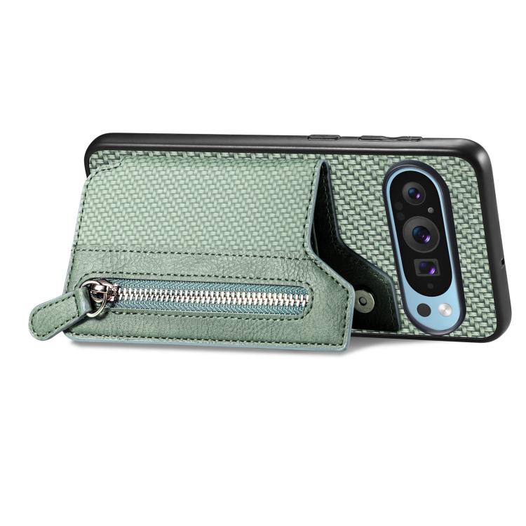 For Google Pixel 10 Pro XL Carbon Fiber Horizontal Flip Zipper Wallet Phone Case