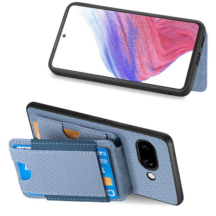 For Google Pixel 9a Carbon Fiber Vertical Flip Wallet Stand Phone Case