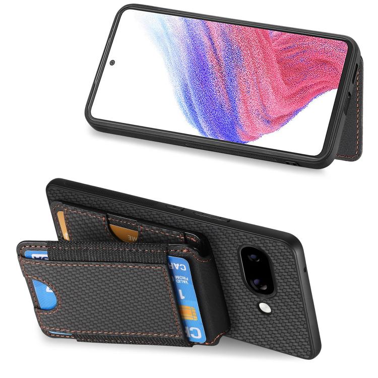 For Google Pixel 9a Carbon Fiber Vertical Flip Wallet Stand Phone Case