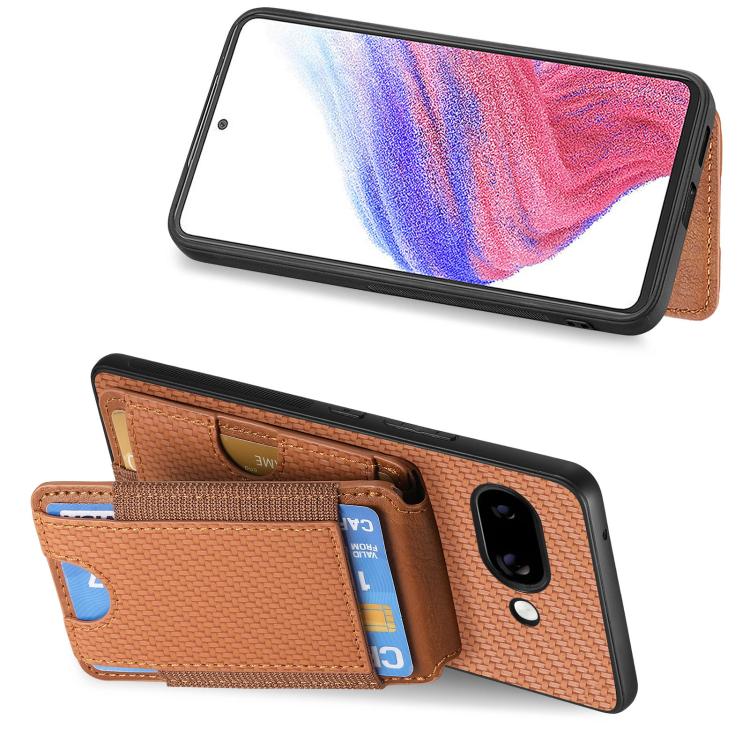For Google Pixel 9a Carbon Fiber Vertical Flip Wallet Stand Phone Case