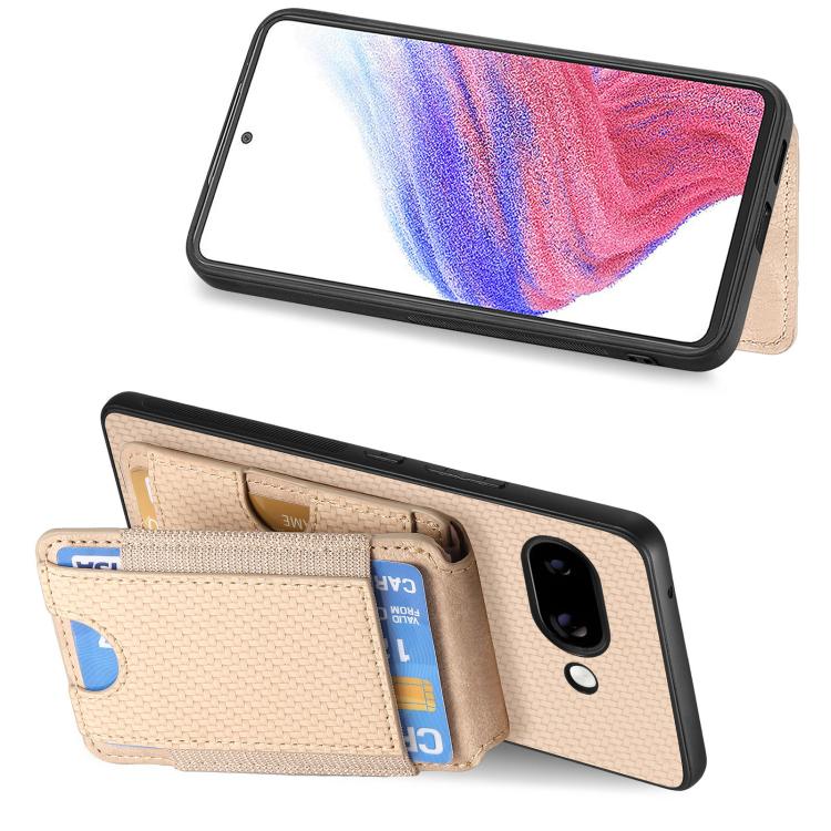 For Google Pixel 9a Carbon Fiber Vertical Flip Wallet Stand Phone Case