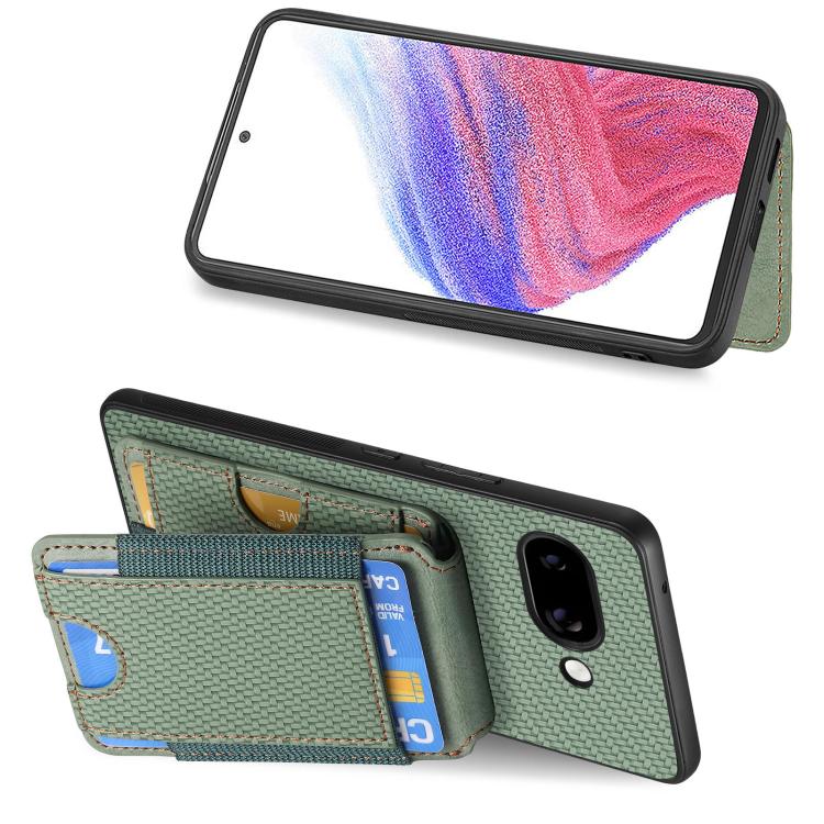 For Google Pixel 9a Carbon Fiber Vertical Flip Wallet Stand Phone Case