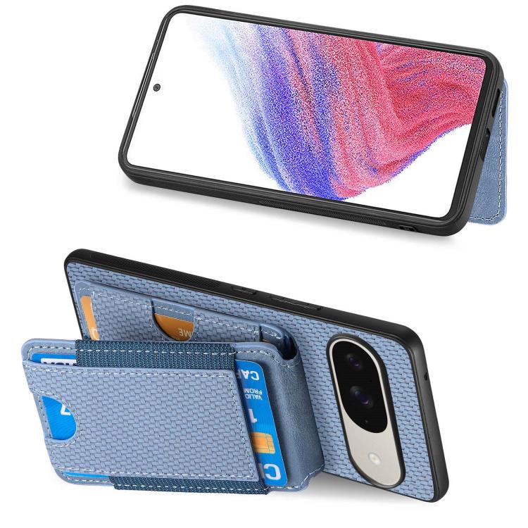 For Google Pixel 9 / 9 Pro Carbon Fiber Vertical Flip Wallet Stand Phone Case