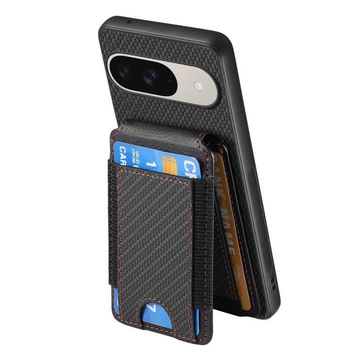 For Google Pixel 9 / 9 Pro Carbon Fiber Vertical Flip Wallet Stand Phone Case