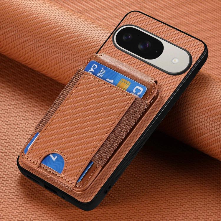 For Google Pixel 9 / 9 Pro Carbon Fiber Vertical Flip Wallet Stand Phone Case