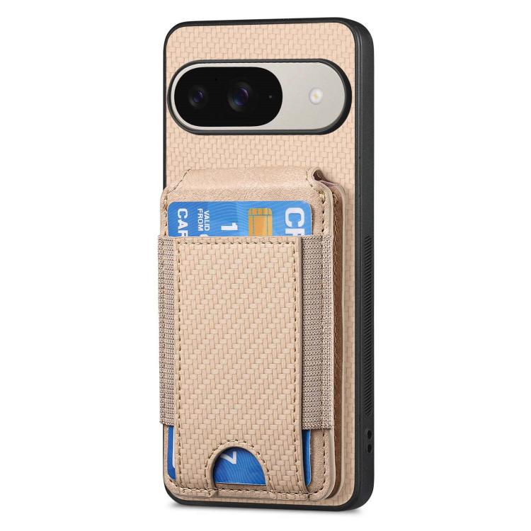 For Google Pixel 9 / 9 Pro Carbon Fiber Vertical Flip Wallet Stand Phone Case