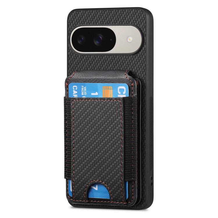 For Google Pixel 9 Pro XL Carbon Fiber Vertical Flip Wallet Stand Phone Case