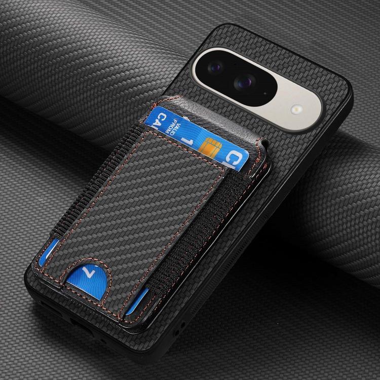 For Google Pixel 9 Pro XL Carbon Fiber Vertical Flip Wallet Stand Phone Case