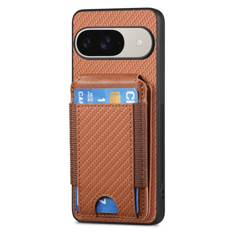 For Google Pixel 9 Pro XL Carbon Fiber Vertical Flip Wallet Stand Phone Case