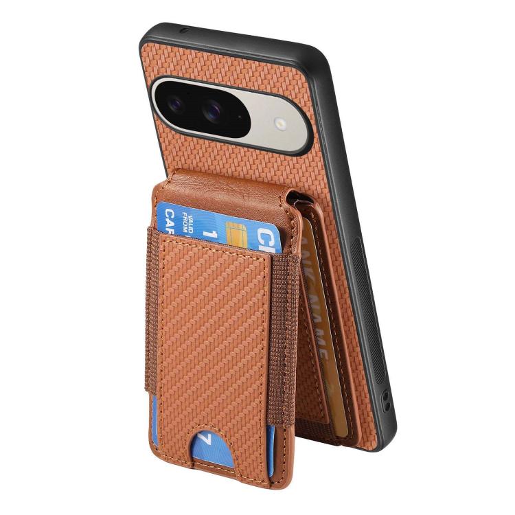 For Google Pixel 9 Pro XL Carbon Fiber Vertical Flip Wallet Stand Phone Case