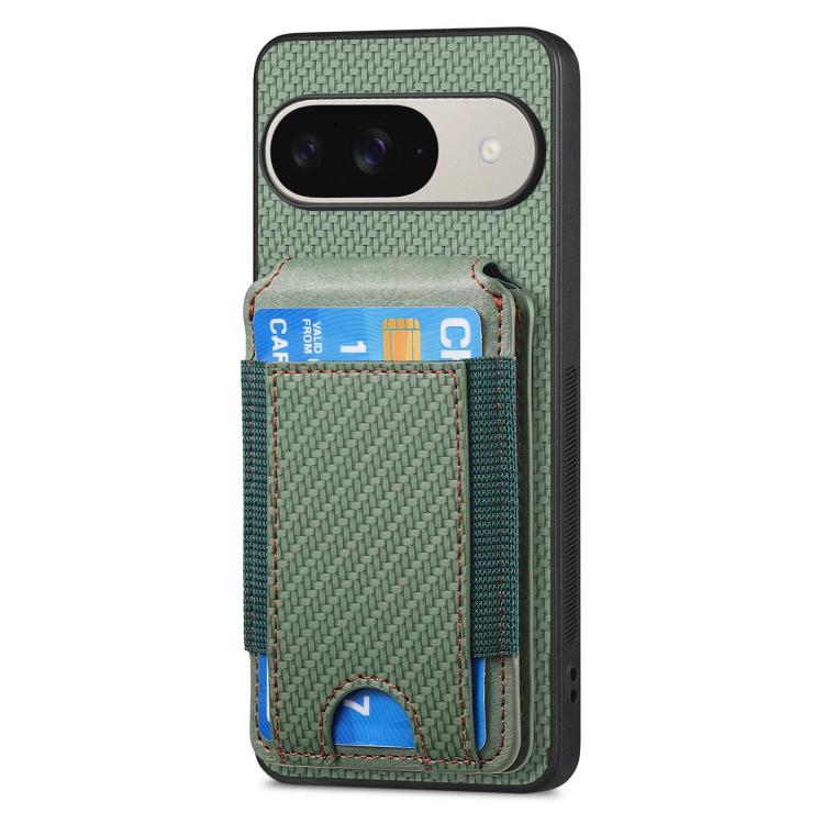 For Google Pixel 9 Pro XL Carbon Fiber Vertical Flip Wallet Stand Phone Case