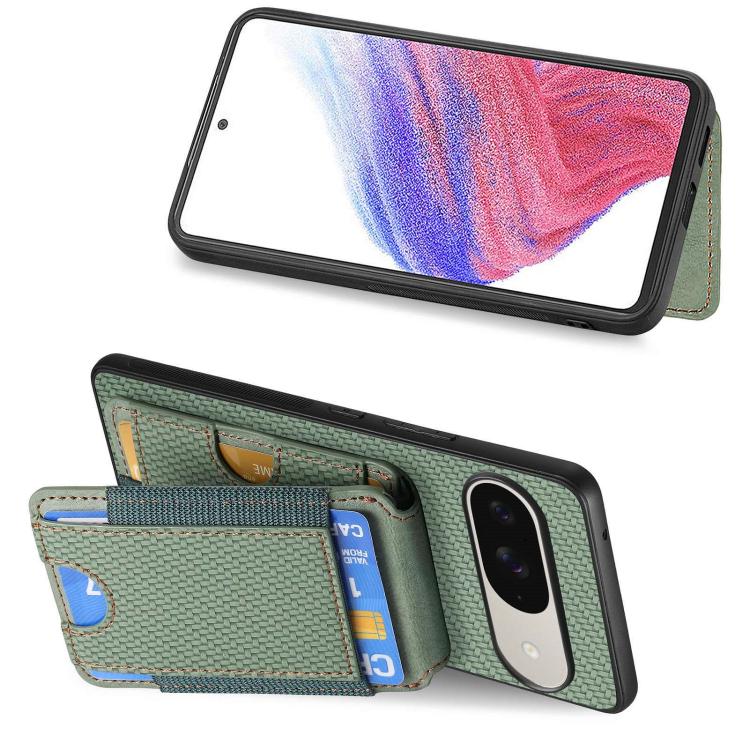 For Google Pixel 10 / 10 Pro Carbon Fiber Vertical Flip Wallet Stand Phone Case