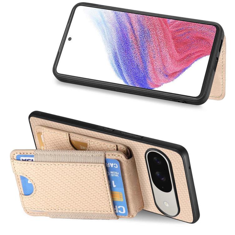 For Google Pixel 10 Pro XL Carbon Fiber Vertical Flip Wallet Stand Phone Case