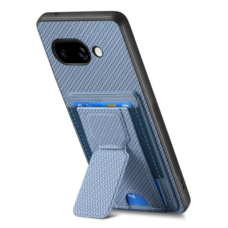 For Google Pixel 9a Carbon Fiber Fold Stand Elastic Card Bag Phone Case