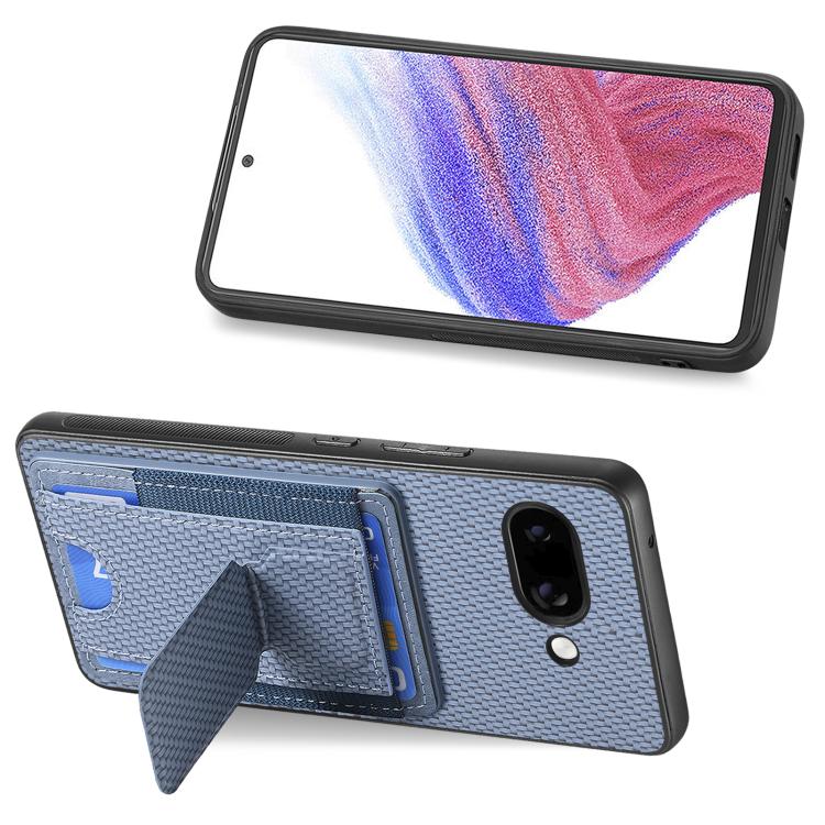 For Google Pixel 9a Carbon Fiber Fold Stand Elastic Card Bag Phone Case