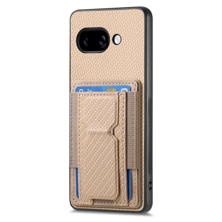For Google Pixel 9a Carbon Fiber Fold Stand Elastic Card Bag Phone Case
