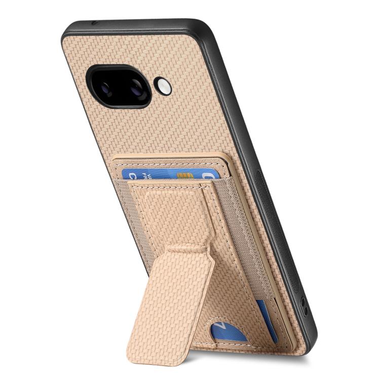 For Google Pixel 9a Carbon Fiber Fold Stand Elastic Card Bag Phone Case