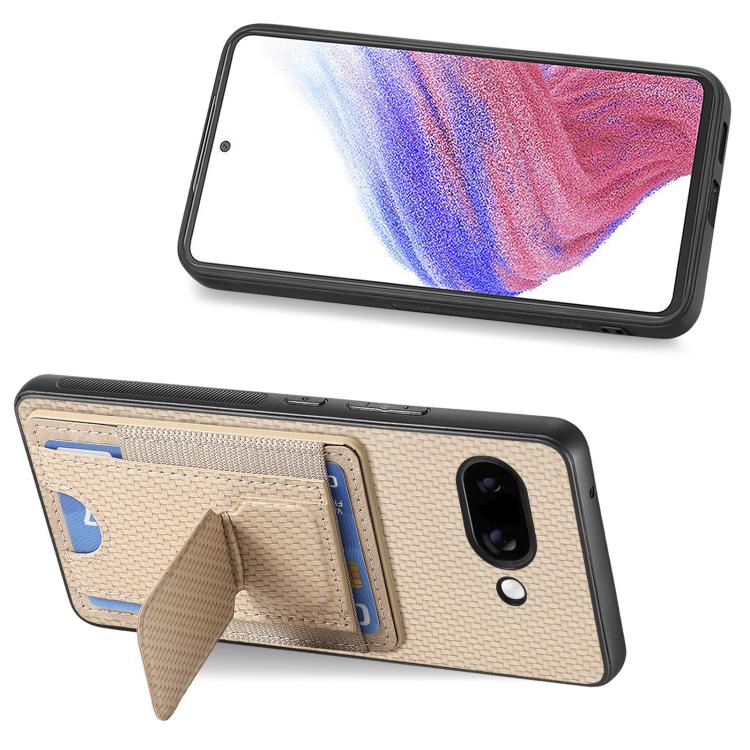 For Google Pixel 9a Carbon Fiber Fold Stand Elastic Card Bag Phone Case