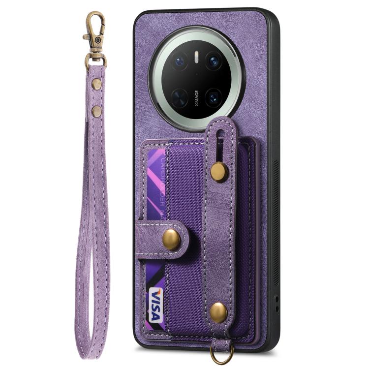 For Huawei Mate 70 Retro Cross Wristband Wallet Leather Back Phone Case
