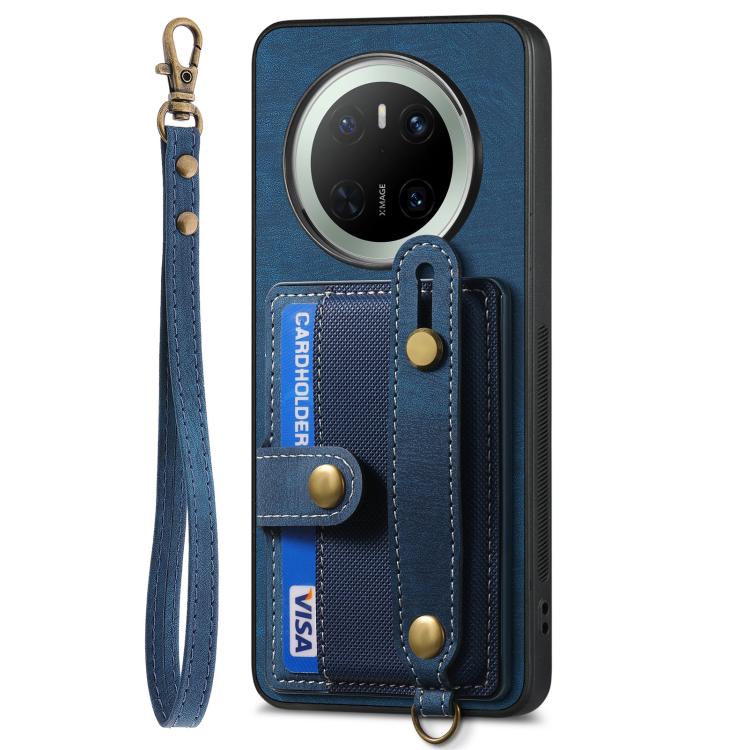 For Huawei Mate 70 Retro Cross Wristband Wallet Leather Back Phone Case