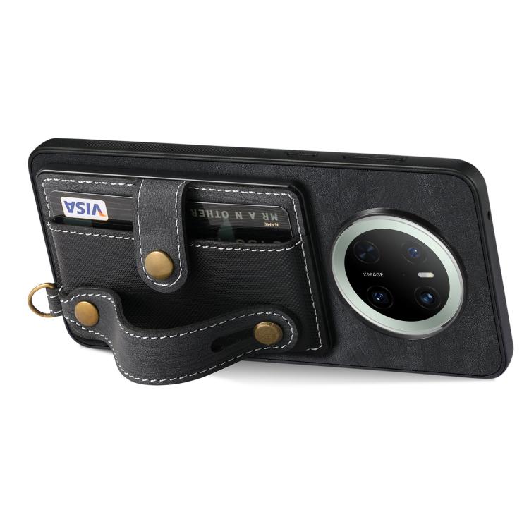 For Huawei Mate 70 Retro Cross Wristband Wallet Leather Back Phone Case