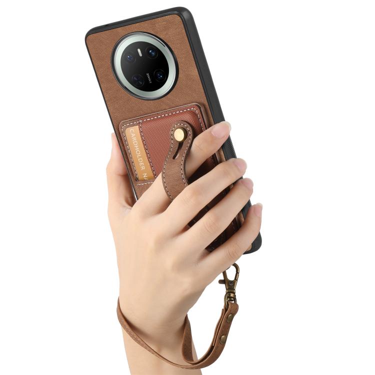 For Huawei Mate 70 Pro Retro Cross Wristband Wallet Leather Back Phone Case