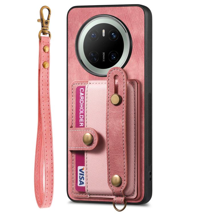 For Huawei Mate 70 Pro Retro Cross Wristband Wallet Leather Back Phone Case
