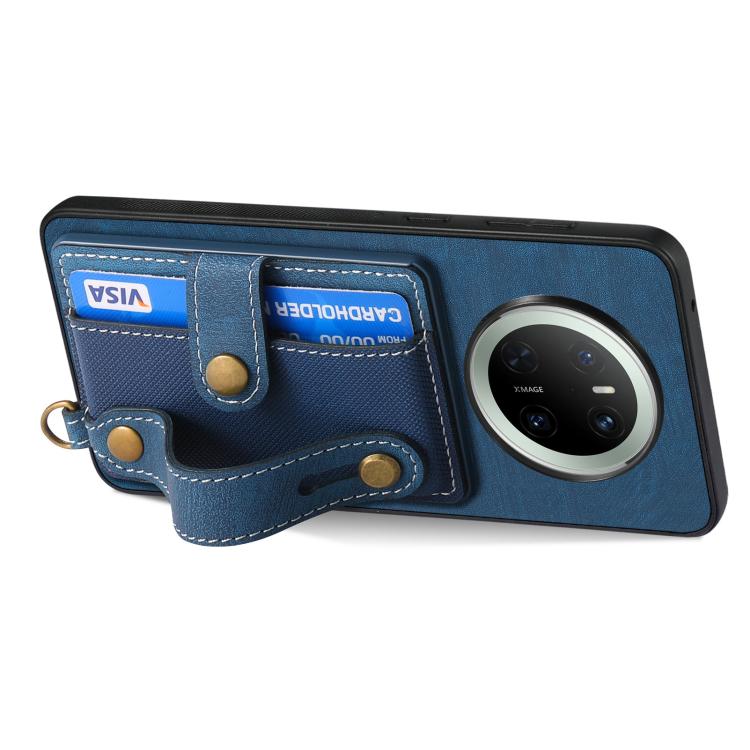 For Huawei Mate 70 Pro Retro Cross Wristband Wallet Leather Back Phone Case