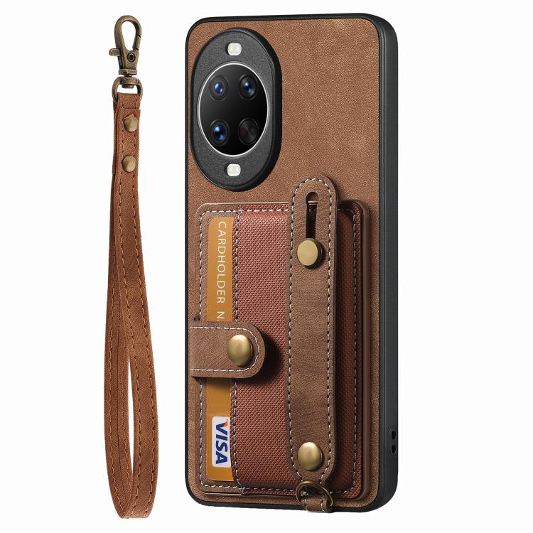For Huawei nova 14 Retro Cross Wristband Wallet Leather Back Phone Case