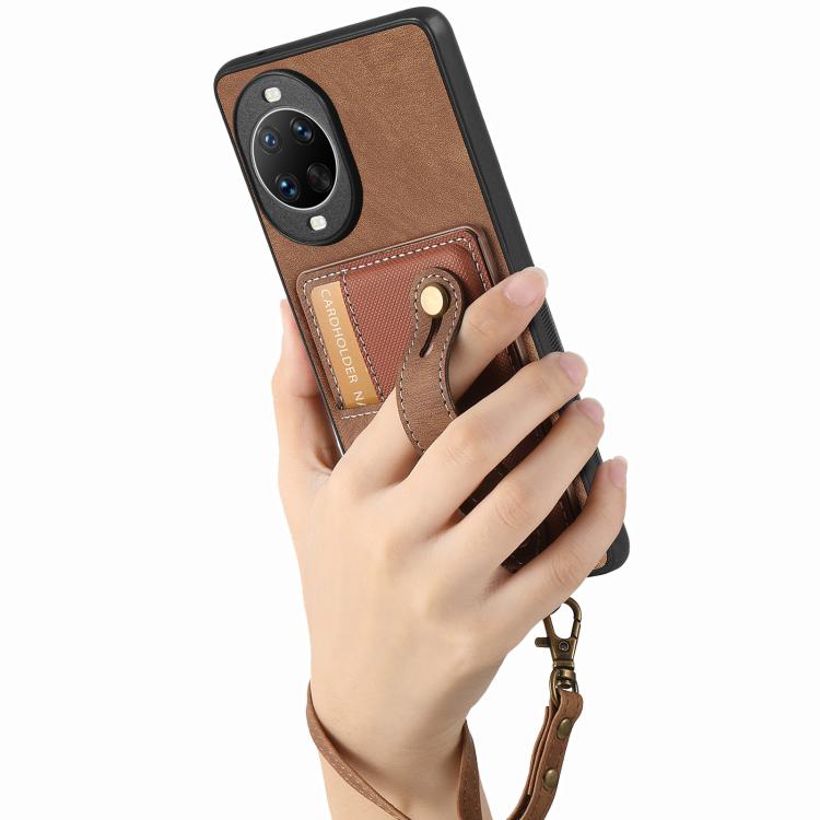 For Huawei nova 14 Retro Cross Wristband Wallet Leather Back Phone Case