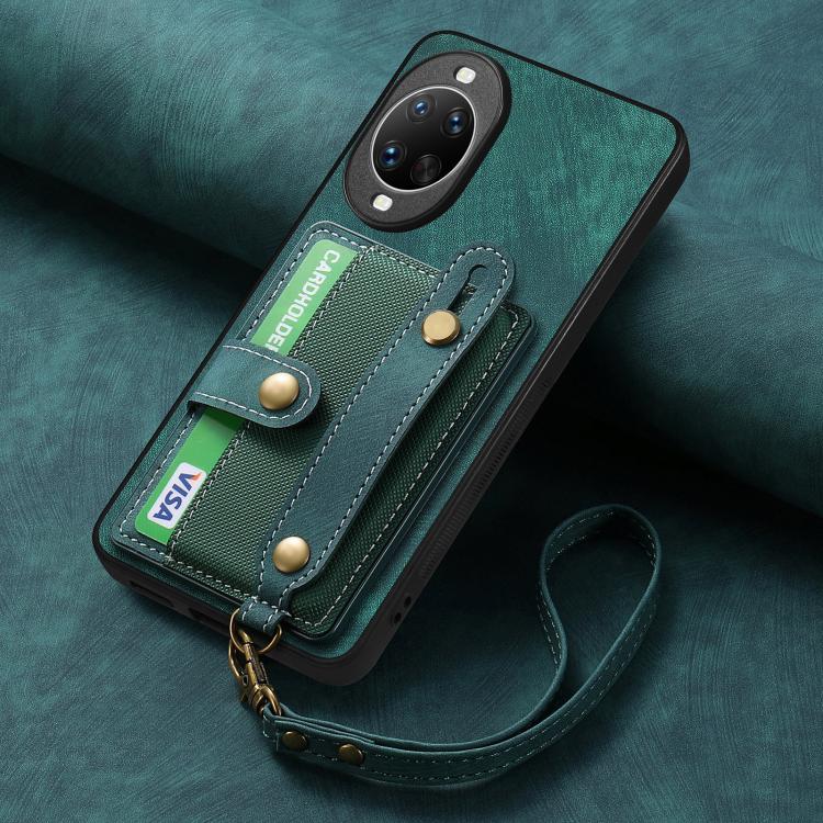 For Huawei nova 14 Retro Cross Wristband Wallet Leather Back Phone Case