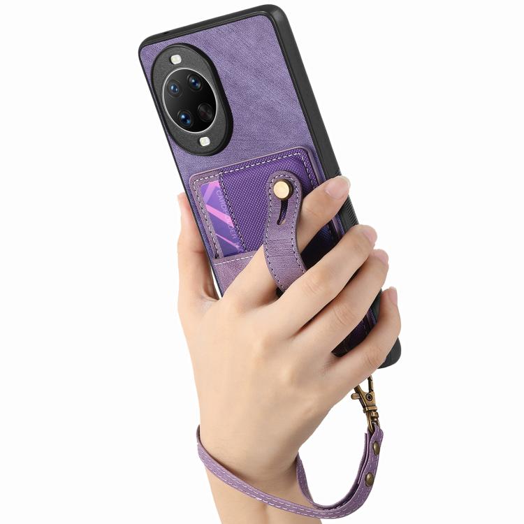 For Huawei nova 14 Retro Cross Wristband Wallet Leather Back Phone Case