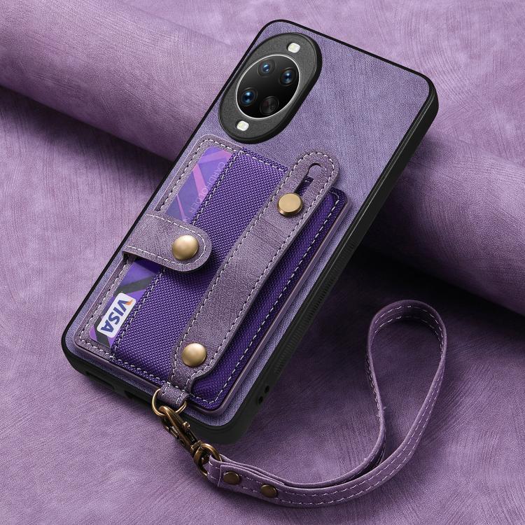 For Huawei nova 14 Retro Cross Wristband Wallet Leather Back Phone Case