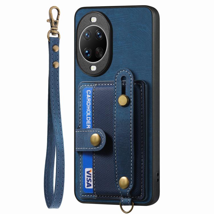 For Huawei nova 14 Retro Cross Wristband Wallet Leather Back Phone Case