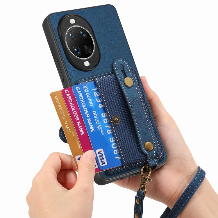 For Huawei nova 14 Retro Cross Wristband Wallet Leather Back Phone Case