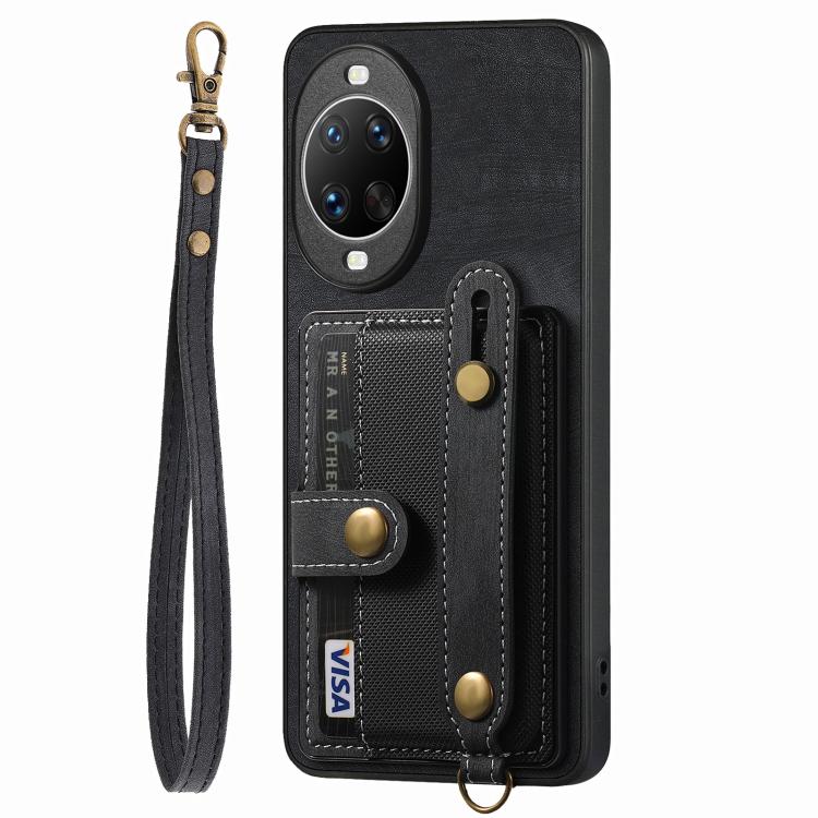 For Huawei nova 14 Retro Cross Wristband Wallet Leather Back Phone Case