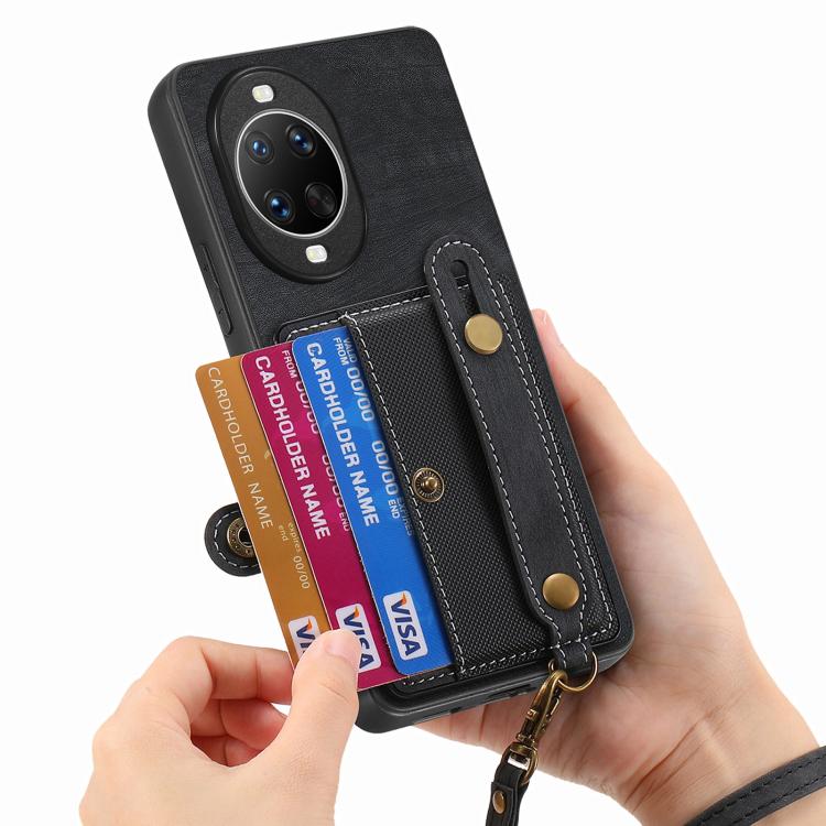 For Huawei nova 14 Retro Cross Wristband Wallet Leather Back Phone Case
