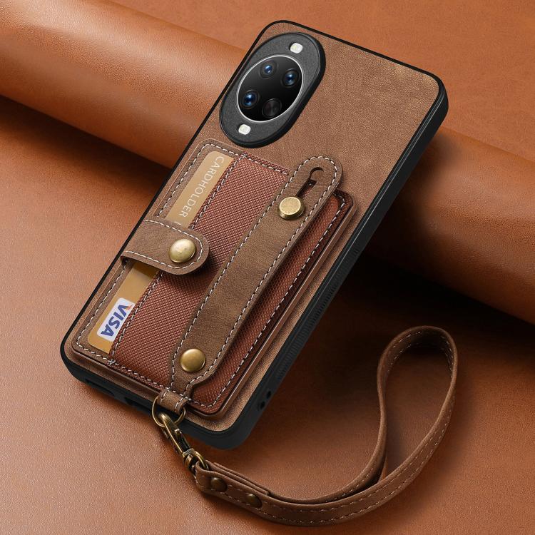 For Huawei nova 14 Pro Retro Cross Wristband Wallet Leather Back Phone Case